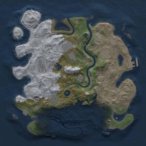 Thumbnail Rust Map: Procedural Map, Size: 3500, Seed: 93823427, 13 Monuments