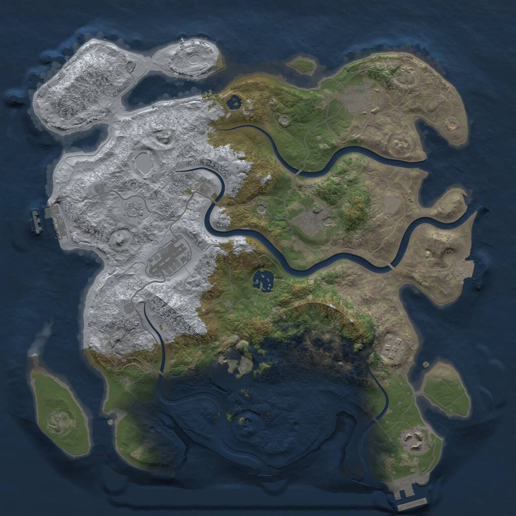 Rust Map: Procedural Map, Size: 3500, Seed: 1491230819, 13 Monuments