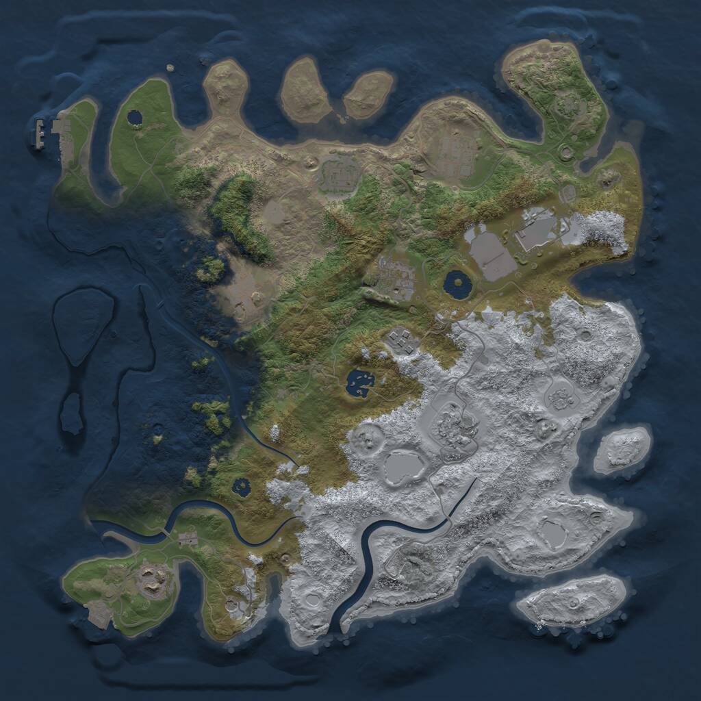 Rust Map: Procedural Map, Size: 3750, Seed: 1286379102, 14 Monuments