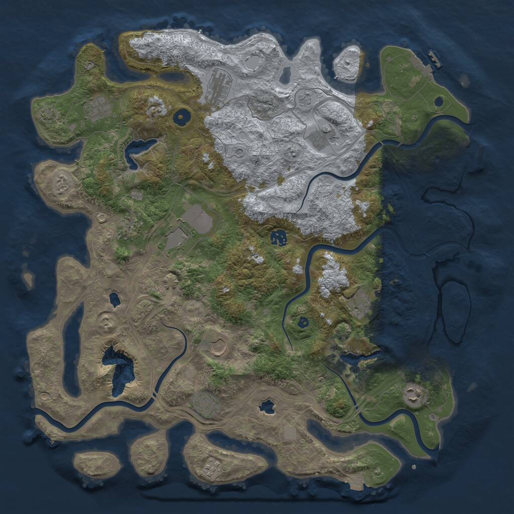 Rust Map: Procedural Map, Size: 4500, Seed: 294281849, 17 Monuments