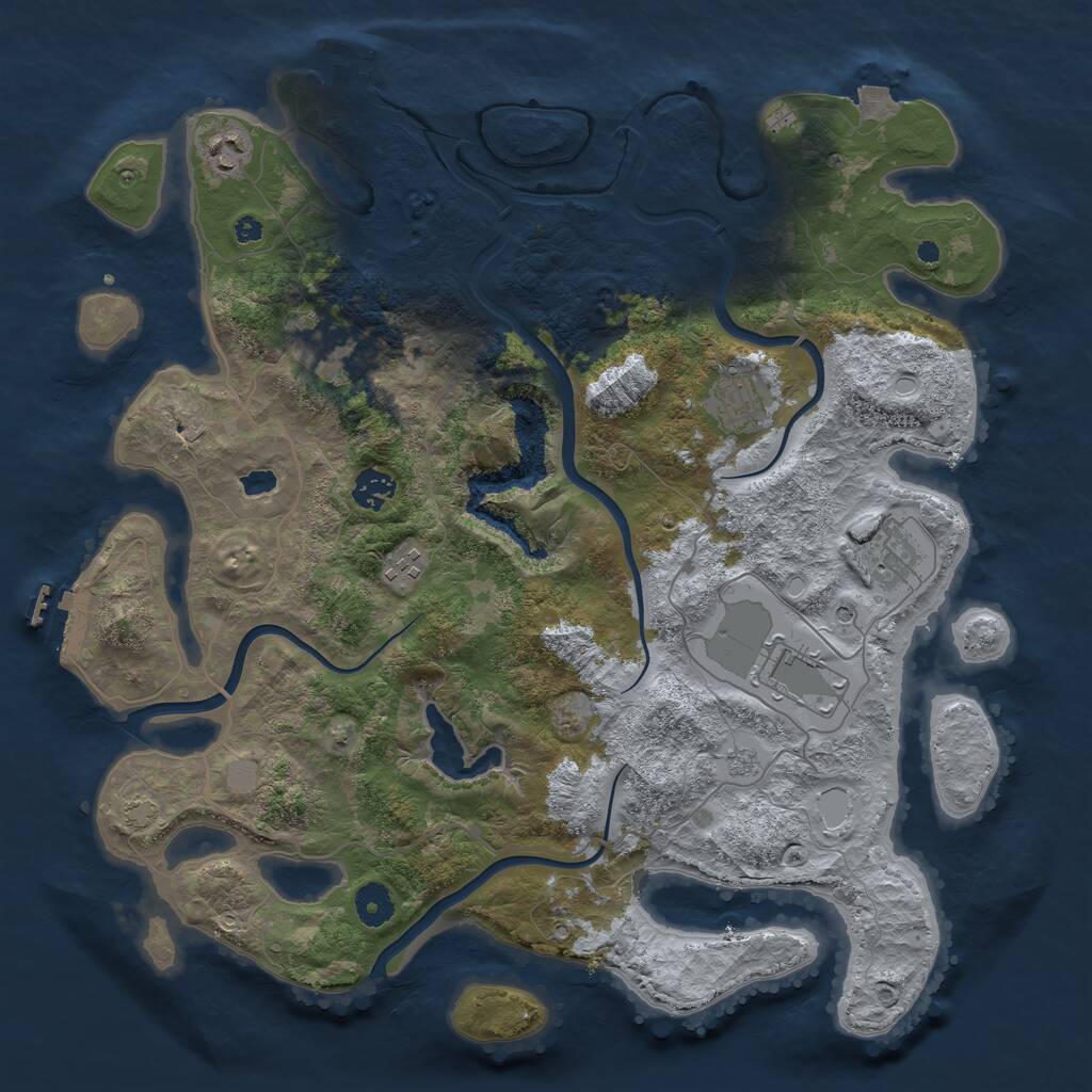 Rust Map: Procedural Map, Size: 4000, Seed: 990371, 13 Monuments