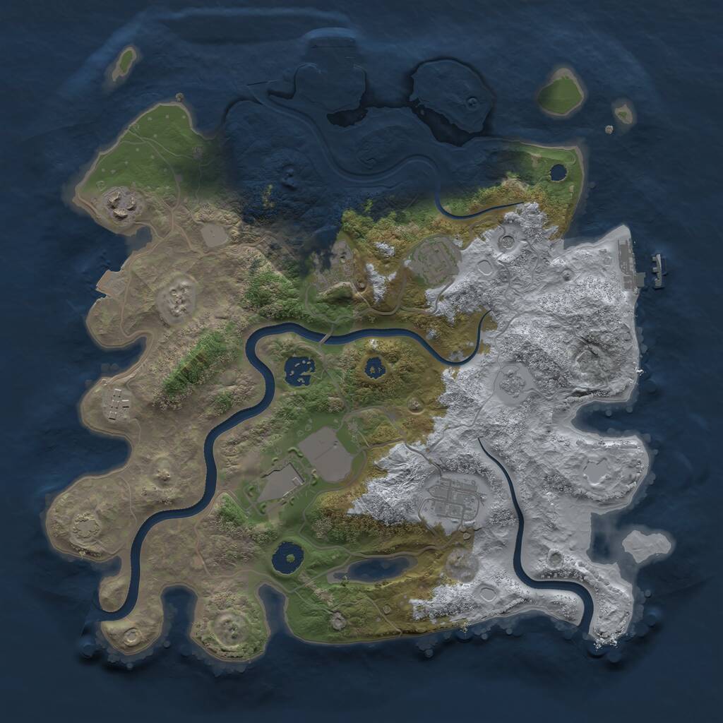 Rust Map: Procedural Map, Size: 3500, Seed: 284736, 13 Monuments