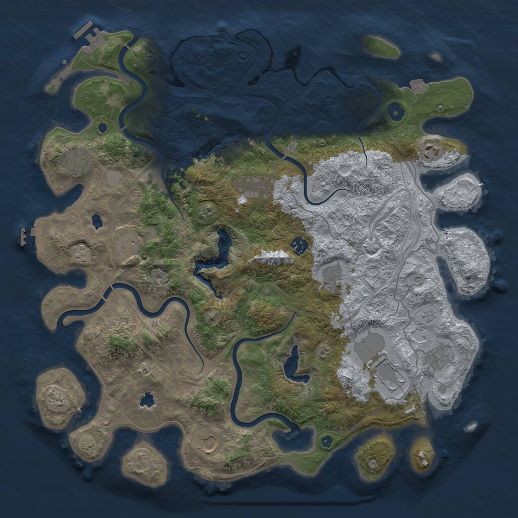 Rust Map: Procedural Map, Size: 4500, Seed: 51244, 16 Monuments