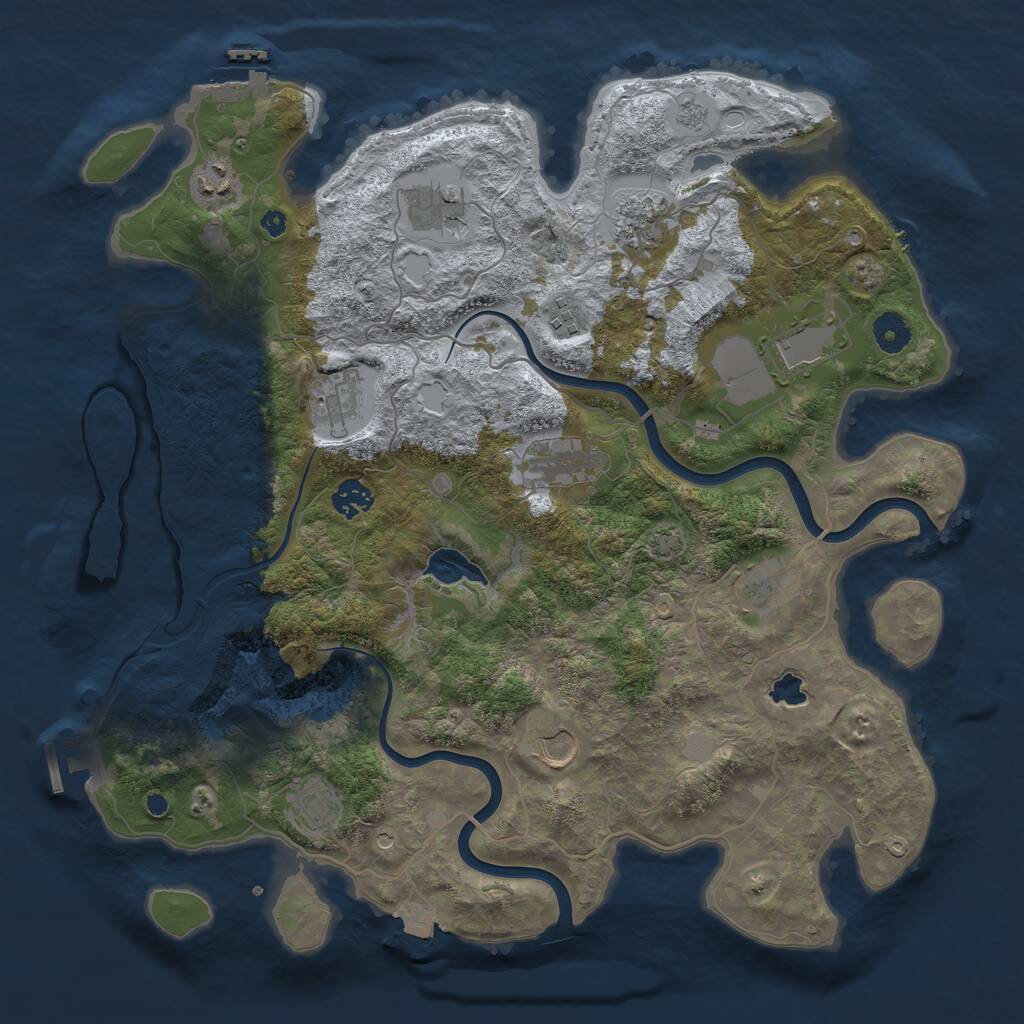Rust Map: Procedural Map, Size: 4000, Seed: 1537711912, 17 Monuments