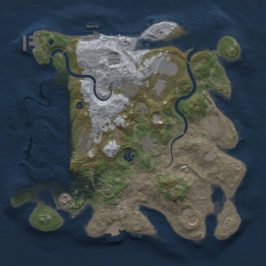 Rust Map: Procedural Map, Size: 3600, Seed: 374204988, 15 Monuments