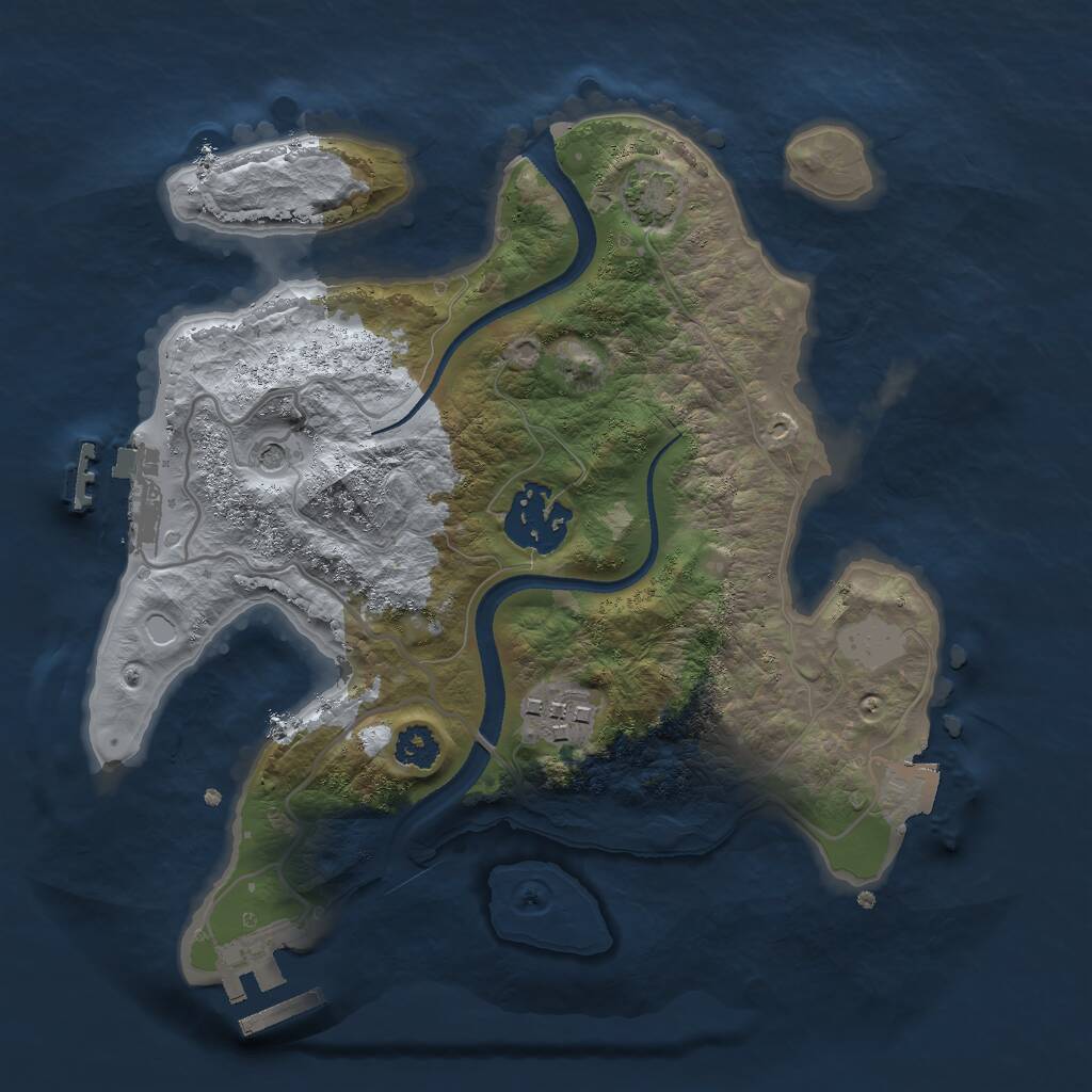 Rust Map: Procedural Map, Size: 2500, Seed: 388673270, 7 Monuments