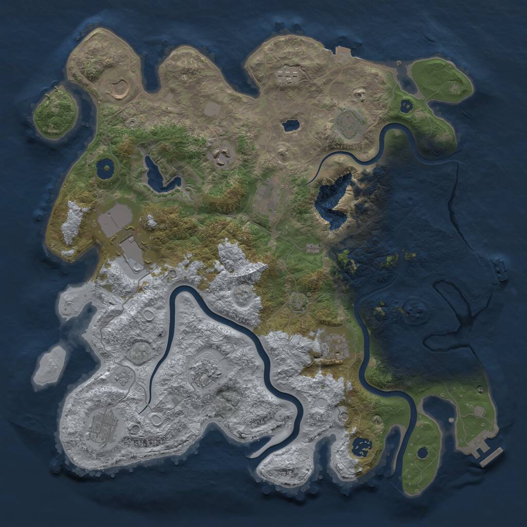 Rust Map: Procedural Map, Size: 4000, Seed: 1336556499, 16 Monuments
