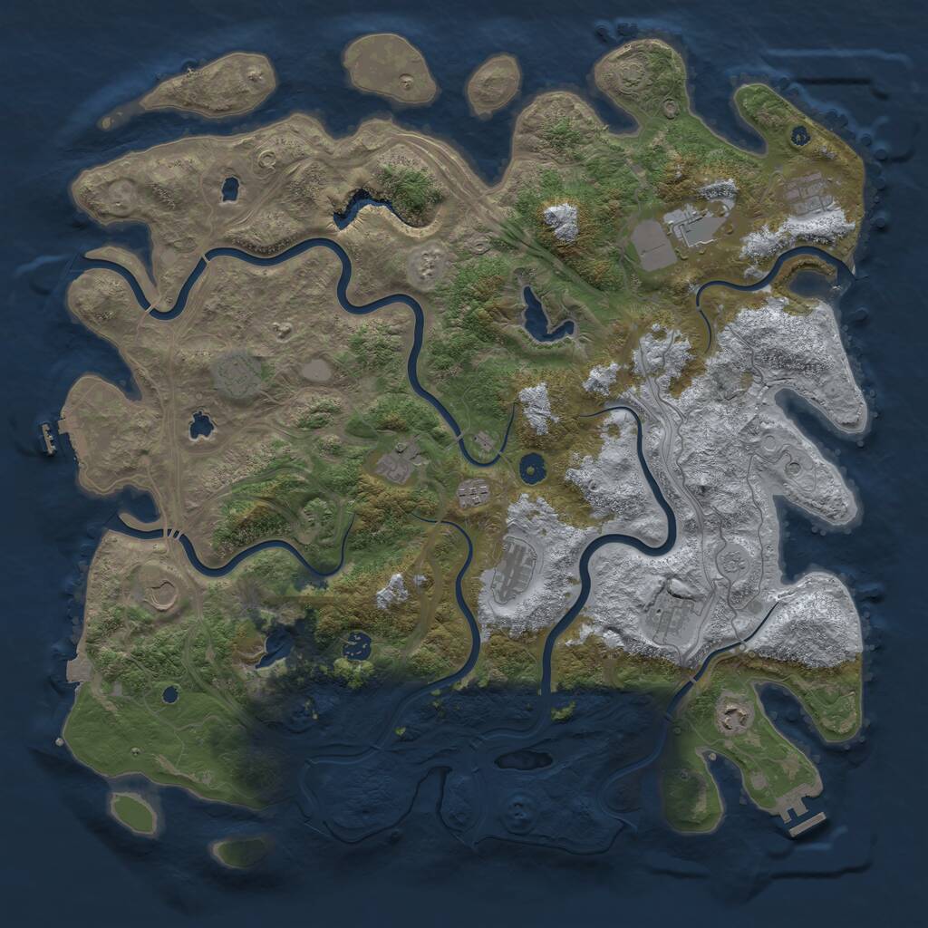 Rust Map: Procedural Map, Size: 4800, Seed: 287127839, 16 Monuments