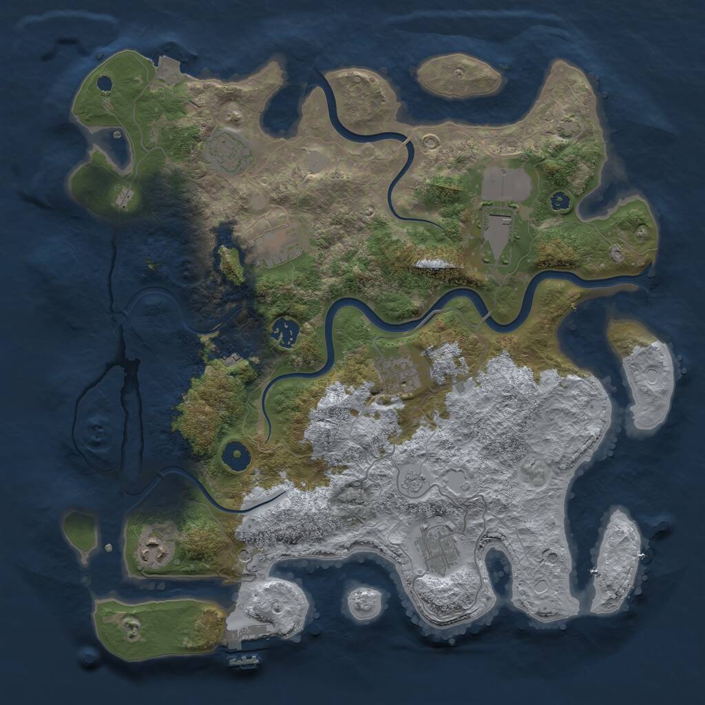 Rust Map: Procedural Map, Size: 3750, Seed: 184122121, 13 Monuments
