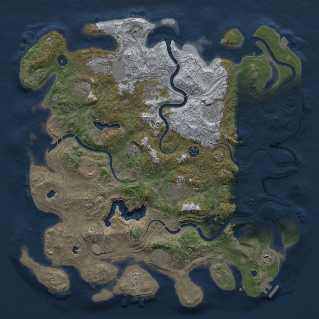 Rust Map: Procedural Map, Size: 4500, Seed: 1265670155, 16 Monuments