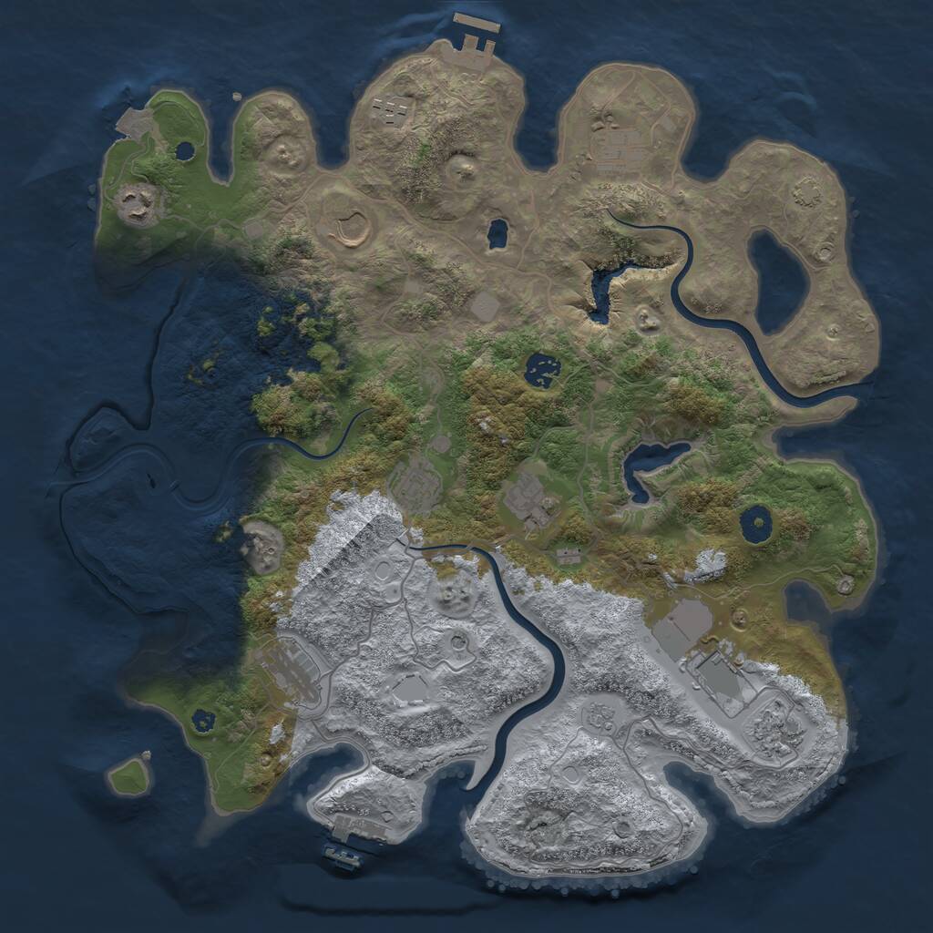 Rust Map: Procedural Map, Size: 4000, Seed: 13456, 16 Monuments