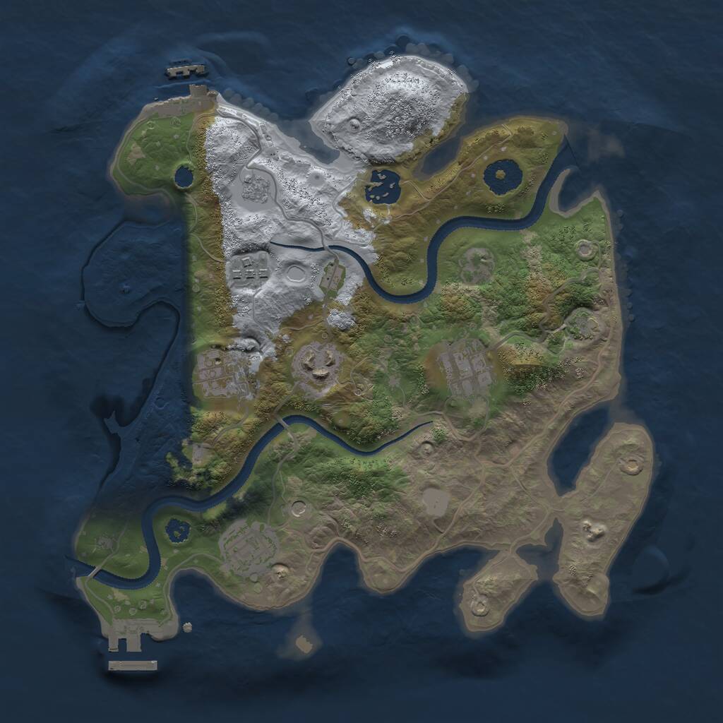 Rust Map: Procedural Map, Size: 3000, Seed: 529300, 12 Monuments