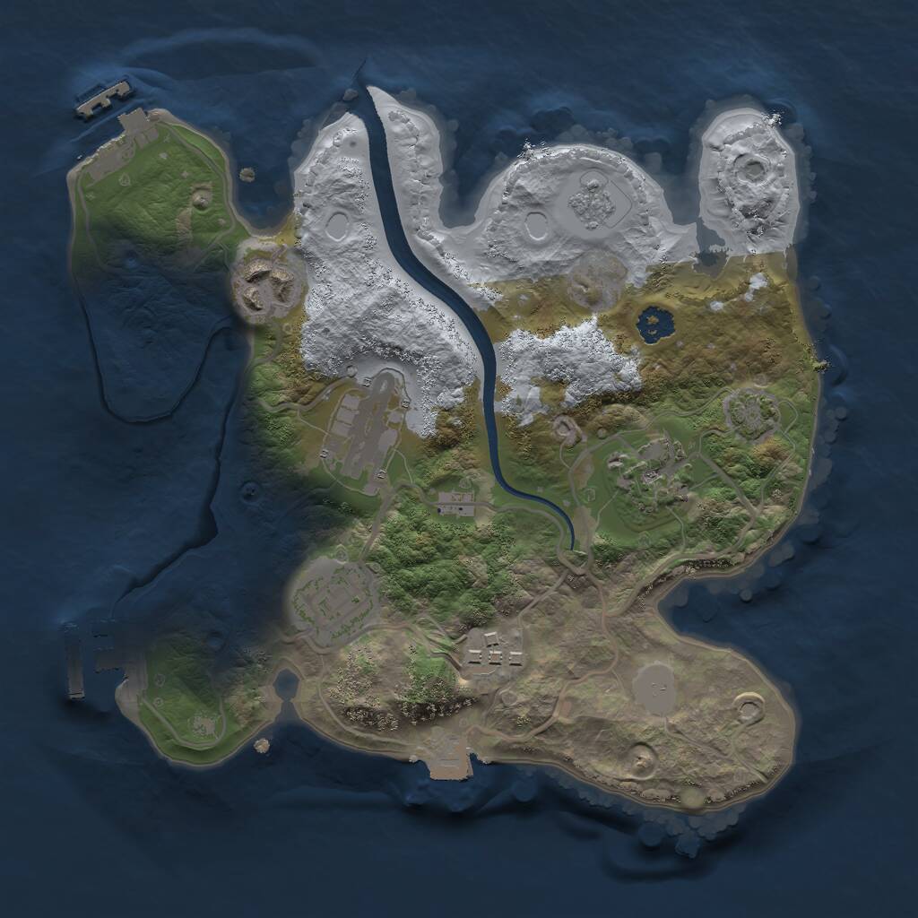 Rust Map: Procedural Map, Size: 2500, Seed: 1374492698, 10 Monuments