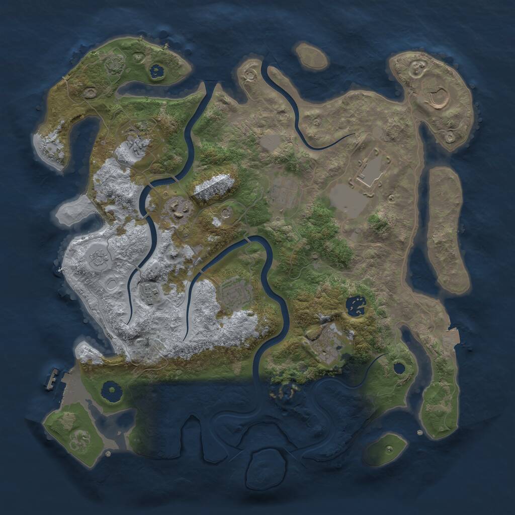 Rust Map: Procedural Map, Size: 3700, Seed: 1262400500, 14 Monuments