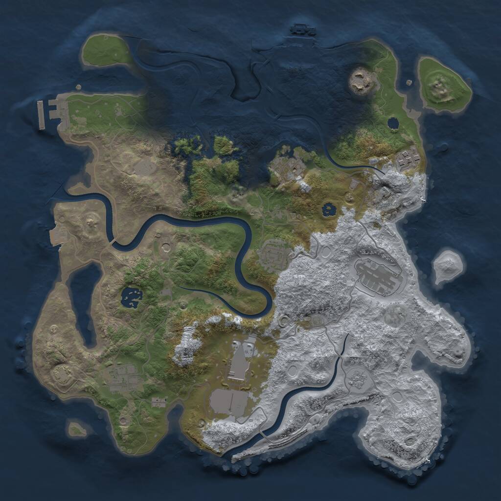 Rust Map: Procedural Map, Size: 3500, Seed: 1446140077, 14 Monuments