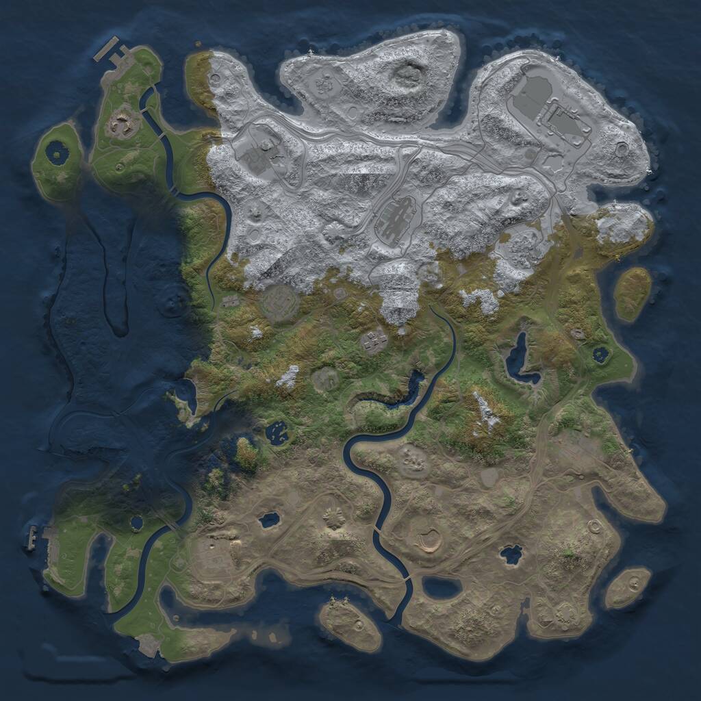 Rust Map: Procedural Map, Size: 4500, Seed: 1950732630, 17 Monuments