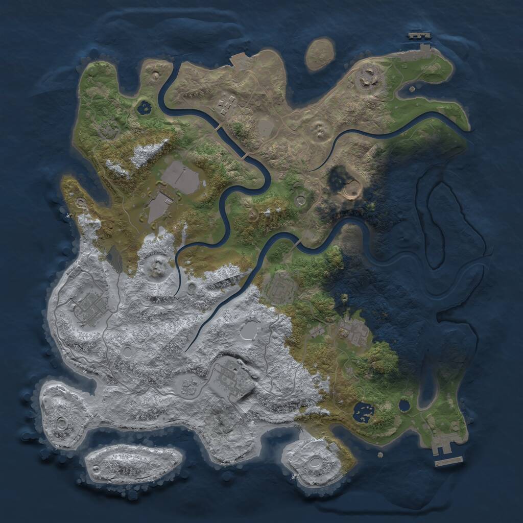 Rust Map: Procedural Map, Size: 3750, Seed: 302363280, 15 Monuments