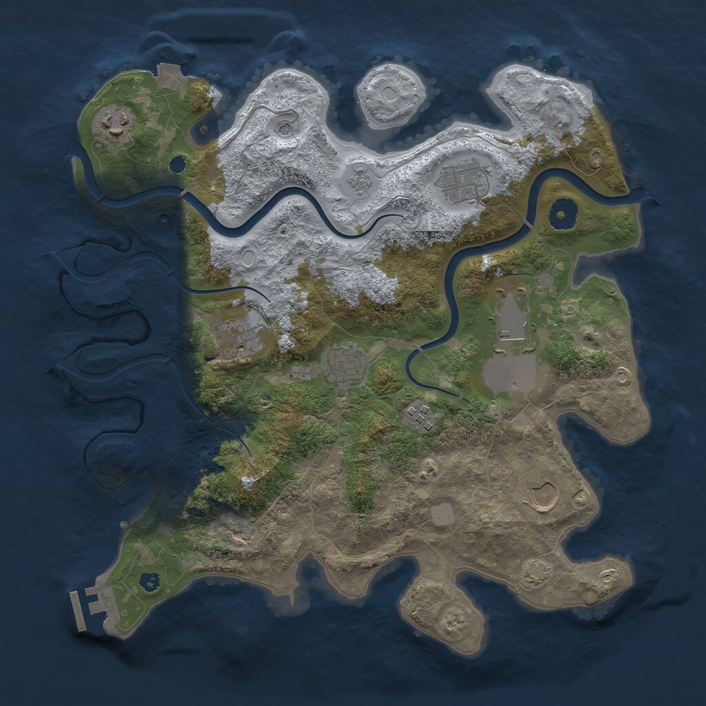 Rust Map: Procedural Map, Size: 3500, Seed: 1328791965, 12 Monuments