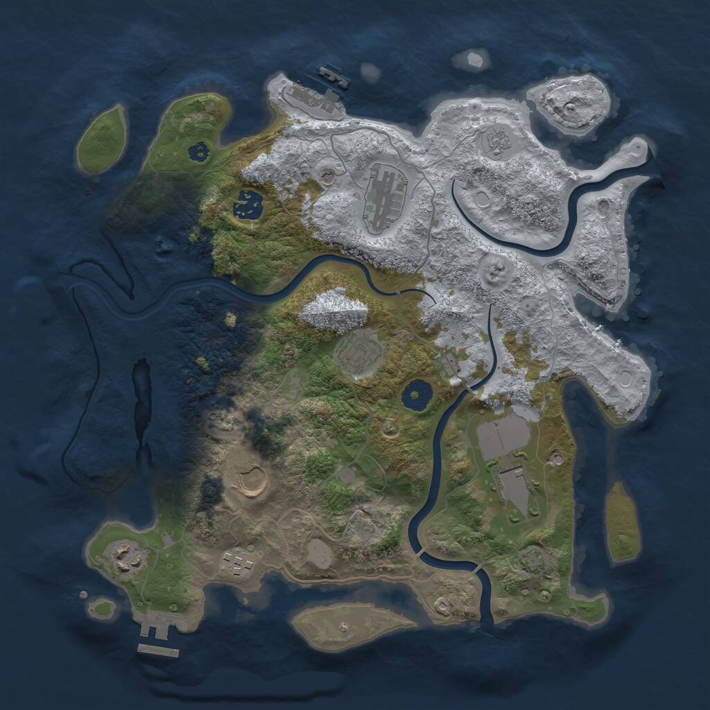 Rust Map: Procedural Map, Size: 3500, Seed: 893005149, 13 Monuments