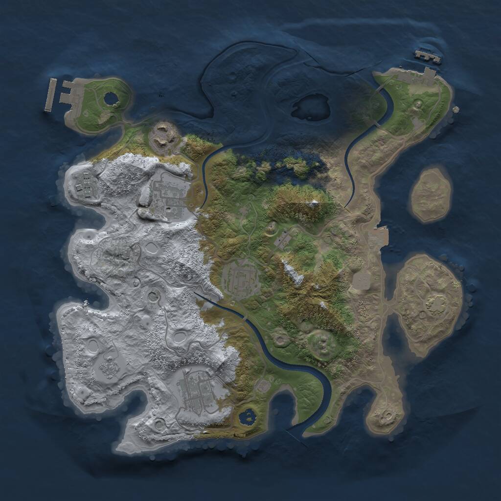 Rust Map: Procedural Map, Size: 3000, Seed: 145063773, 11 Monuments