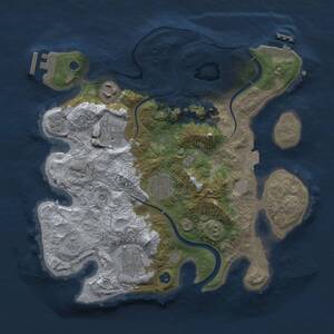 Thumbnail Rust Map: Procedural Map, Size: 3000, Seed: 145063773, 11 Monuments