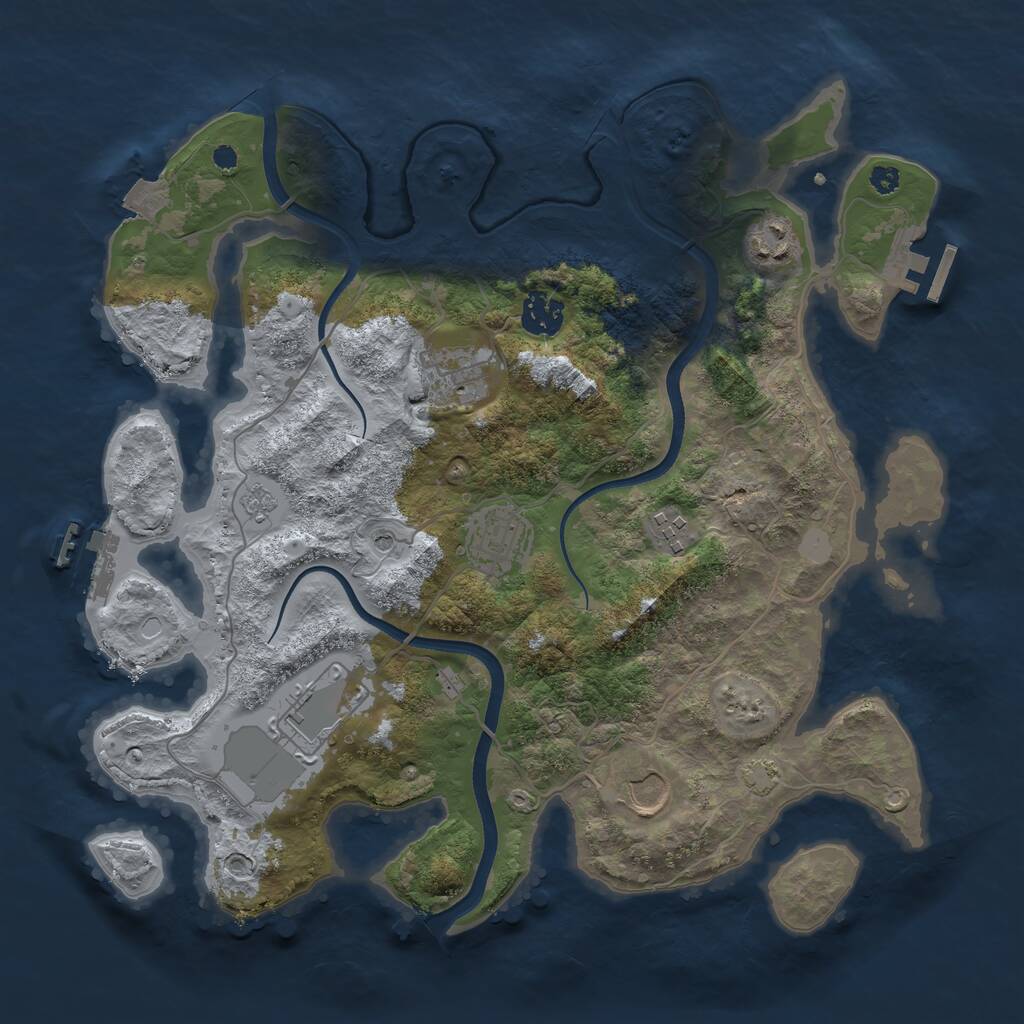 Rust Map: Procedural Map, Size: 3500, Seed: 692683342, 13 Monuments