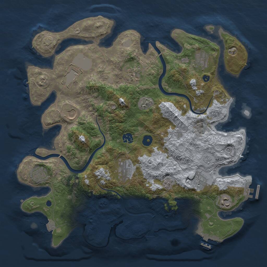 Rust Map: Procedural Map, Size: 3800, Seed: 1761894005, 16 Monuments