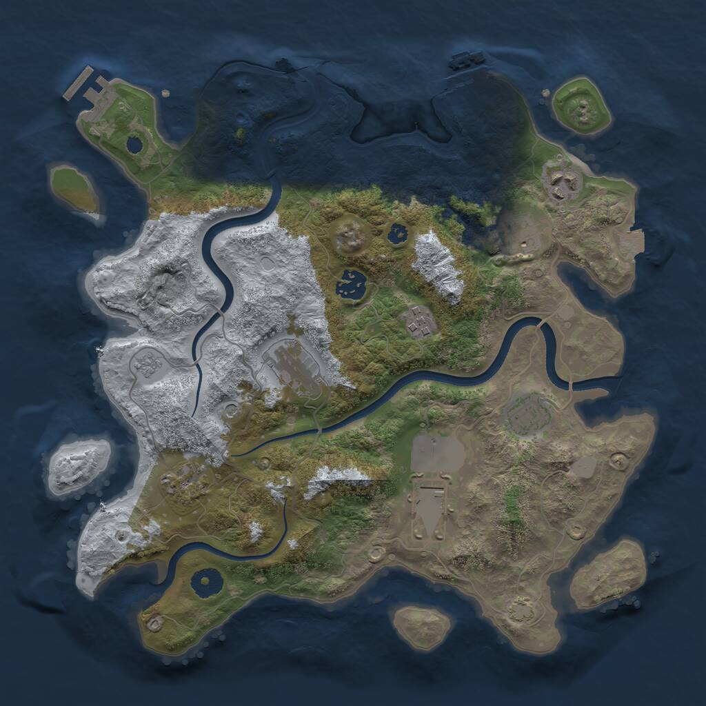 Rust Map: Procedural Map, Size: 3500, Seed: 52589609, 14 Monuments