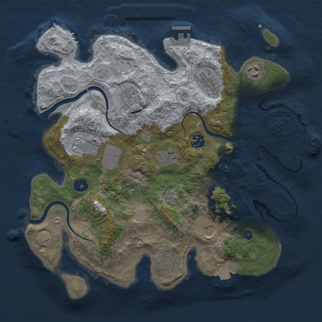 Rust Map: Procedural Map, Size: 3500, Seed: 90688051, 15 Monuments