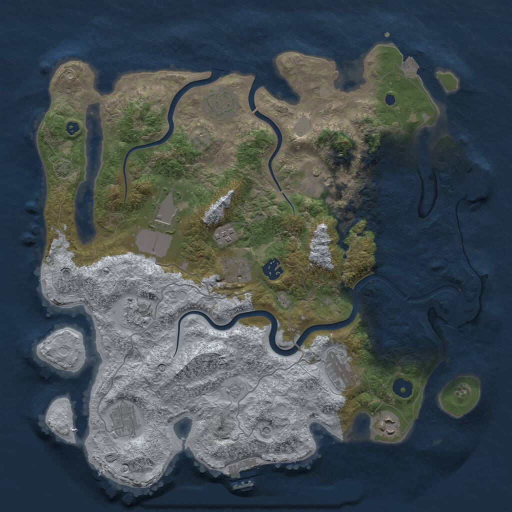Rust Map: Procedural Map, Size: 3900, Seed: 121315424, 16 Monuments