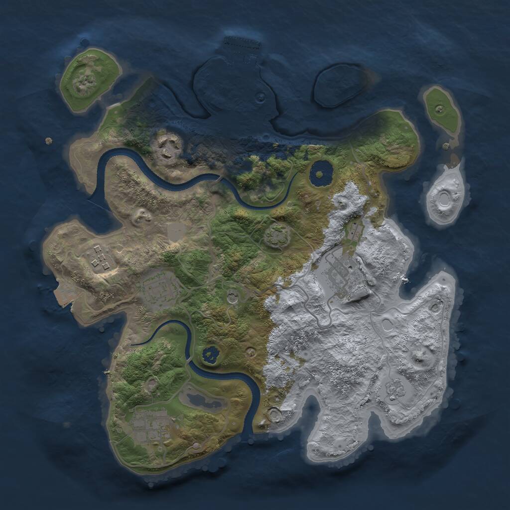 Rust Map: Procedural Map, Size: 3000, Seed: 1329832489, 10 Monuments