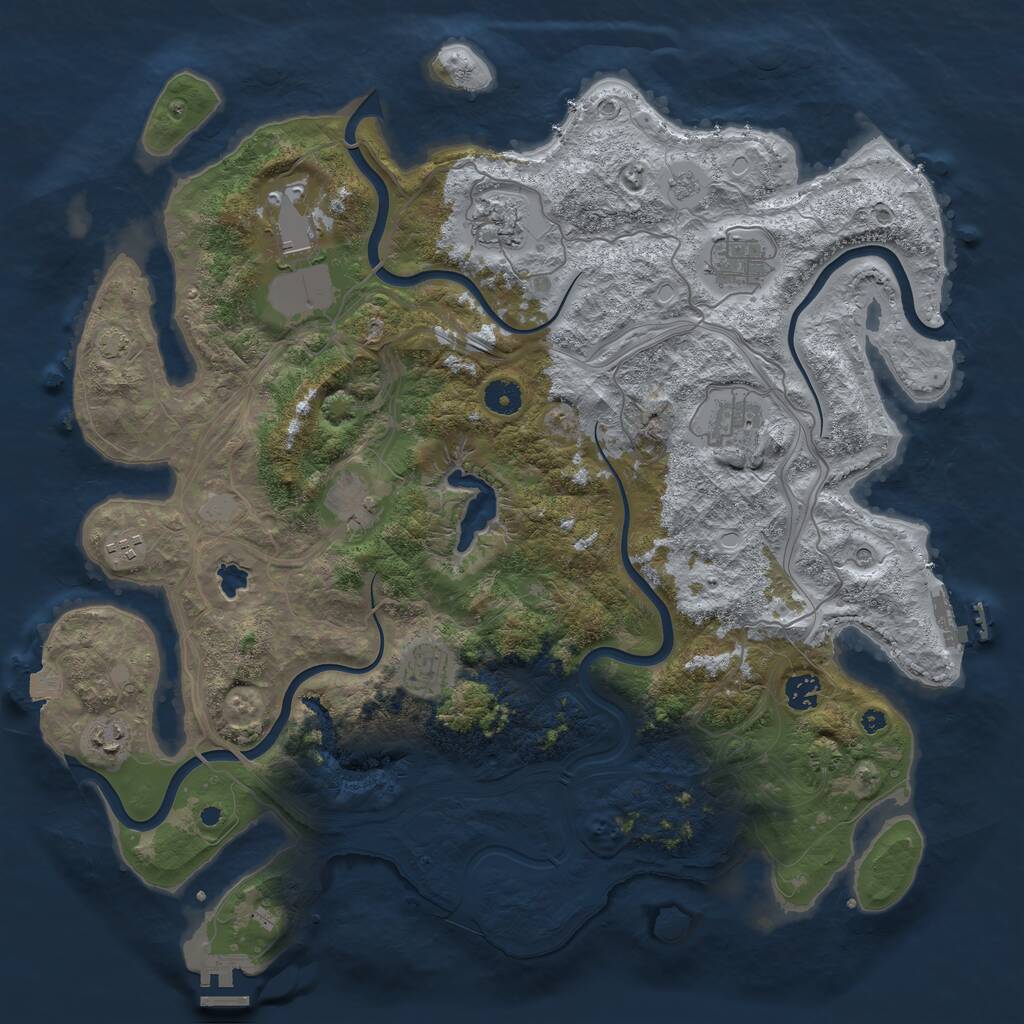 Rust Map: Procedural Map, Size: 4250, Seed: 1204727262, 15 Monuments