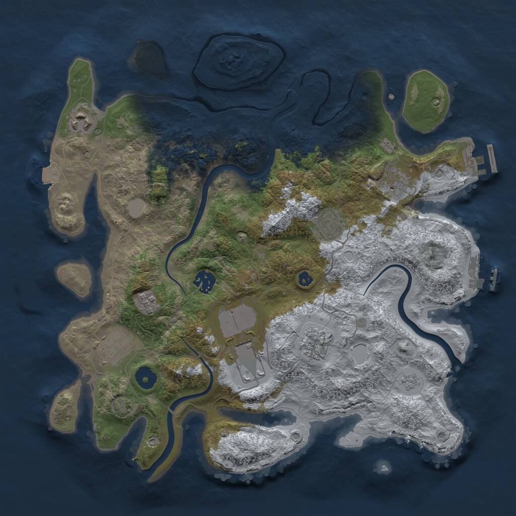 Rust Map: Procedural Map, Size: 3600, Seed: 2626, 14 Monuments