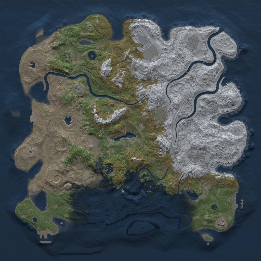 Rust Map: Procedural Map, Size: 4500, Seed: 735045684, 16 Monuments