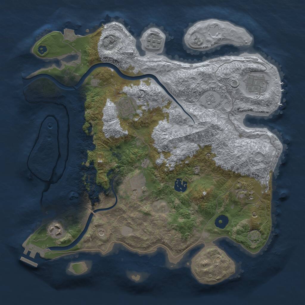 Rust Map: Procedural Map, Size: 3400, Seed: 1054420944, 12 Monuments