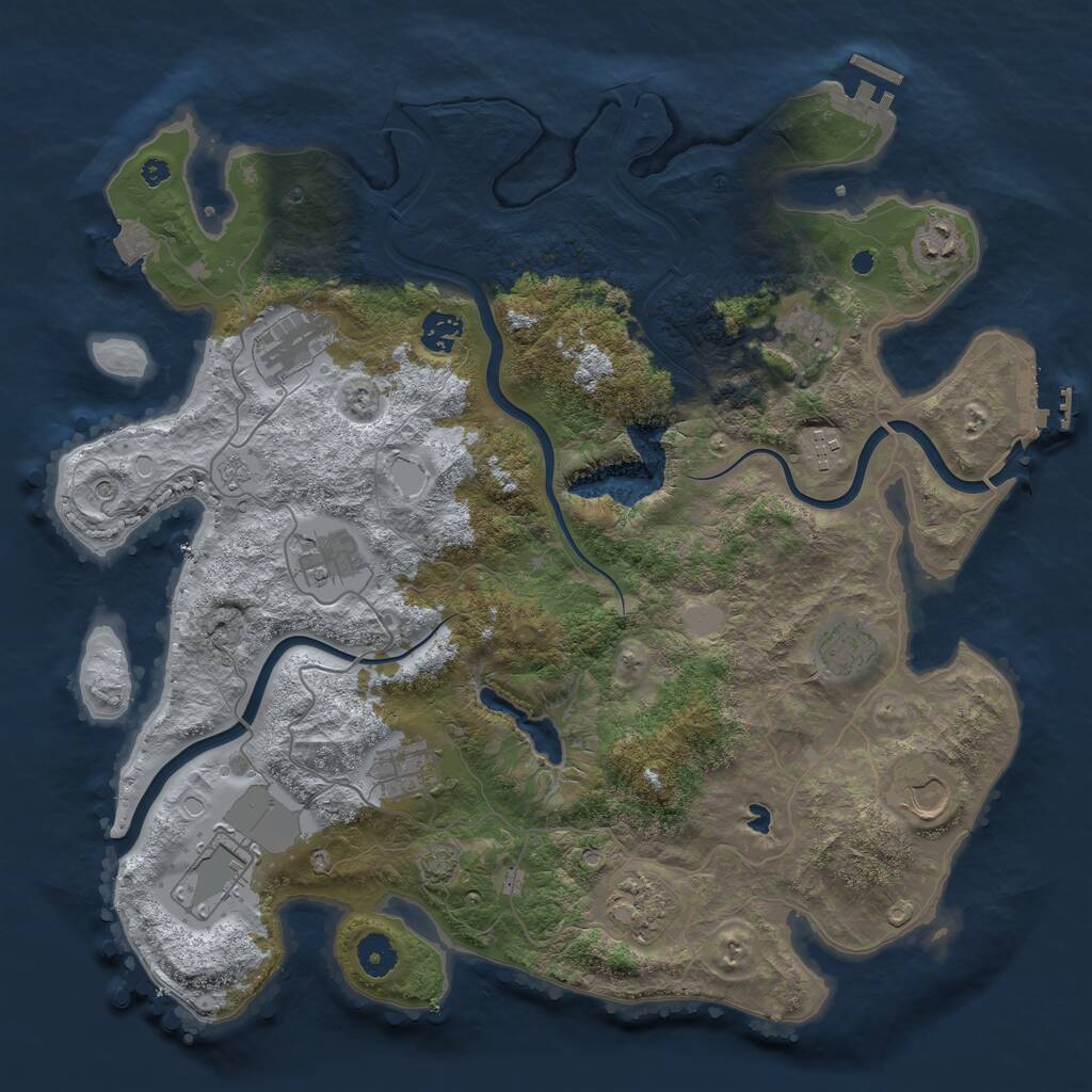 Rust Map: Procedural Map, Size: 4000, Seed: 959409609, 17 Monuments