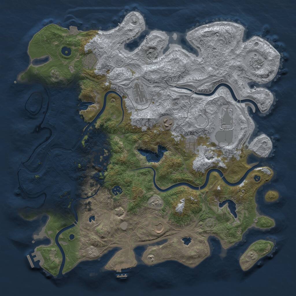 Rust Map: Procedural Map, Size: 4500, Seed: 1878877790, 16 Monuments