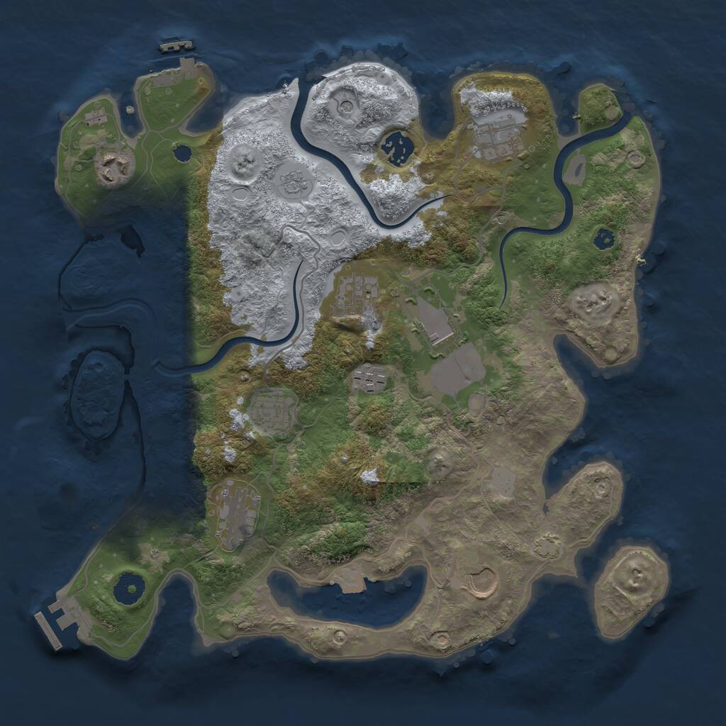 Rust Map: Procedural Map, Size: 3500, Seed: 619163854, 15 Monuments