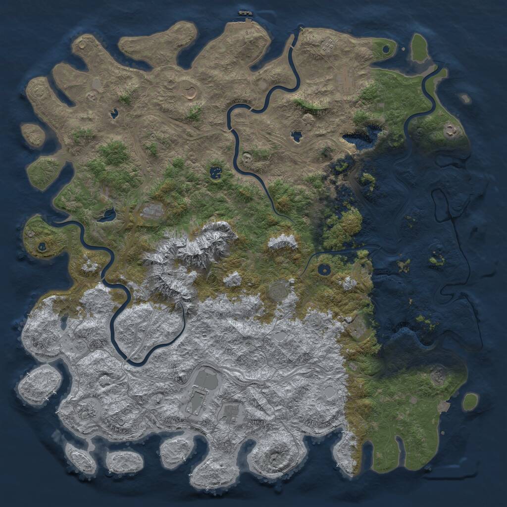 Rust Map: Procedural Map, Size: 6000, Seed: 1001026591, 17 Monuments