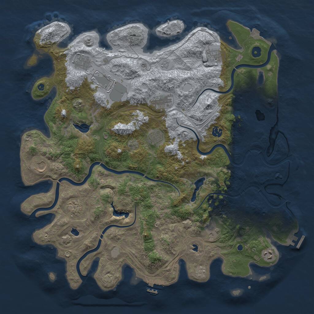 Rust Map: Procedural Map, Size: 4500, Seed: 255353765, 17 Monuments