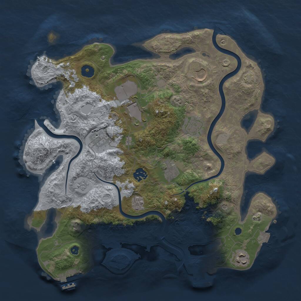 Rust Map: Procedural Map, Size: 3500, Seed: 102654987, 14 Monuments