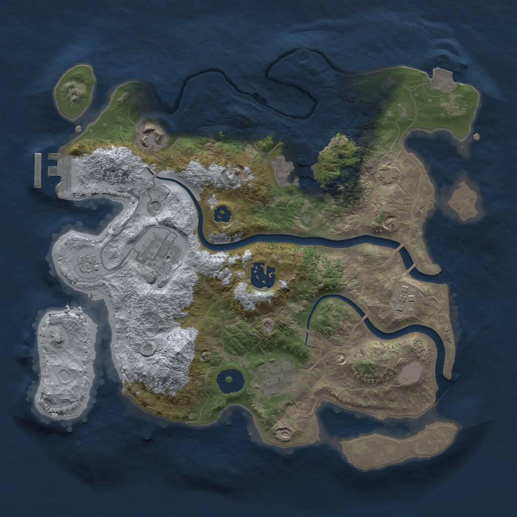 Rust Map: Procedural Map, Size: 3000, Seed: 1927126404, 11 Monuments