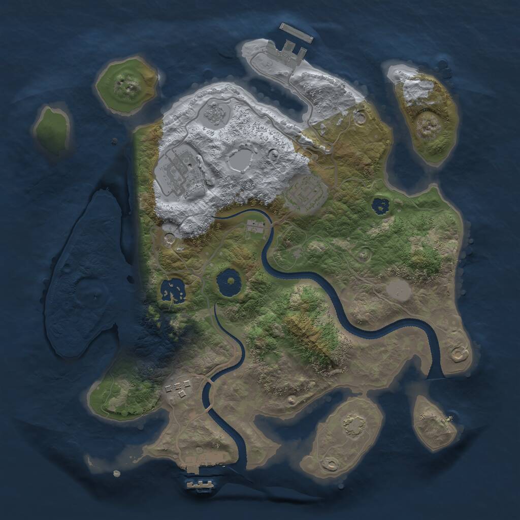 Rust Map: Procedural Map, Size: 3000, Seed: 4163897, 10 Monuments