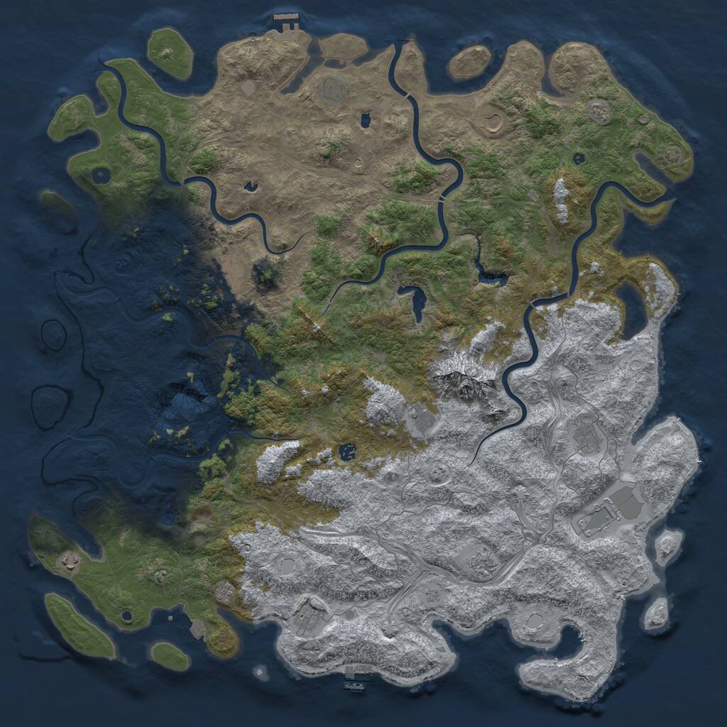 Rust Map: Procedural Map, Size: 6000, Seed: 1064580833, 17 Monuments