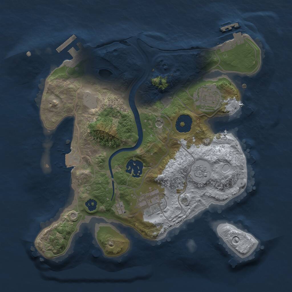 Rust Map: Procedural Map, Size: 2500, Seed: 1087190527, 8 Monuments