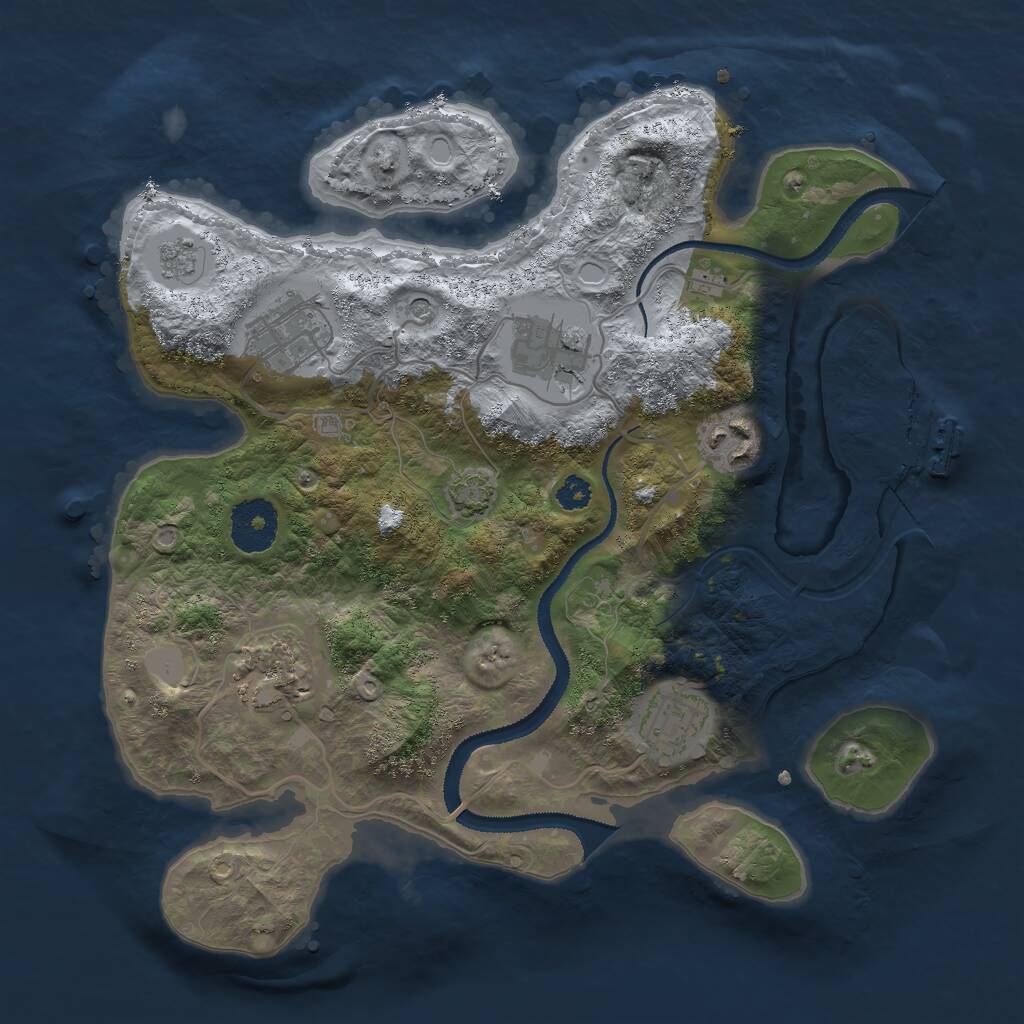 Rust Map: Procedural Map, Size: 3000, Seed: 62825, 10 Monuments