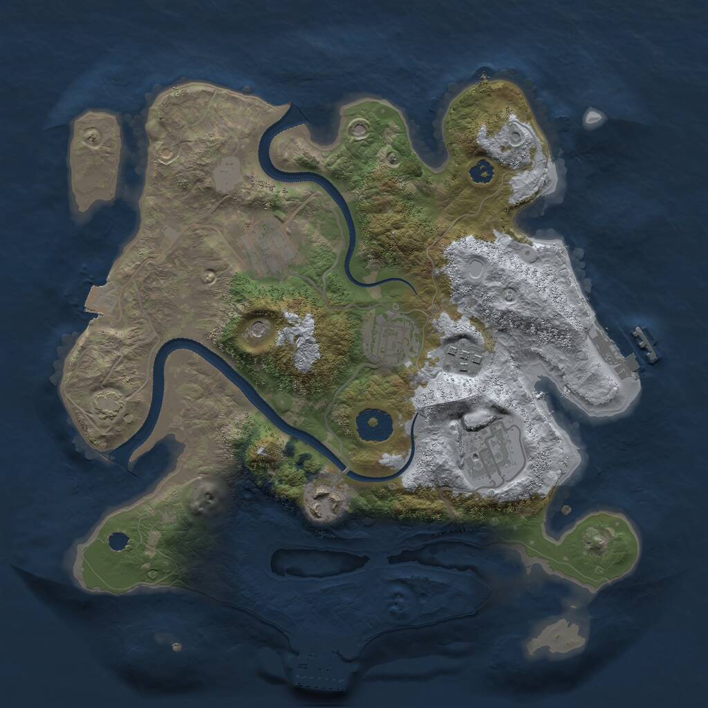 Rust Map: Procedural Map, Size: 3000, Seed: 17501, 10 Monuments