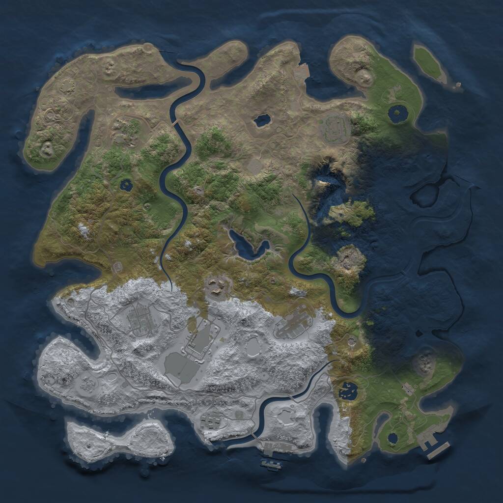 Rust Map: Procedural Map, Size: 4000, Seed: 12453, 14 Monuments