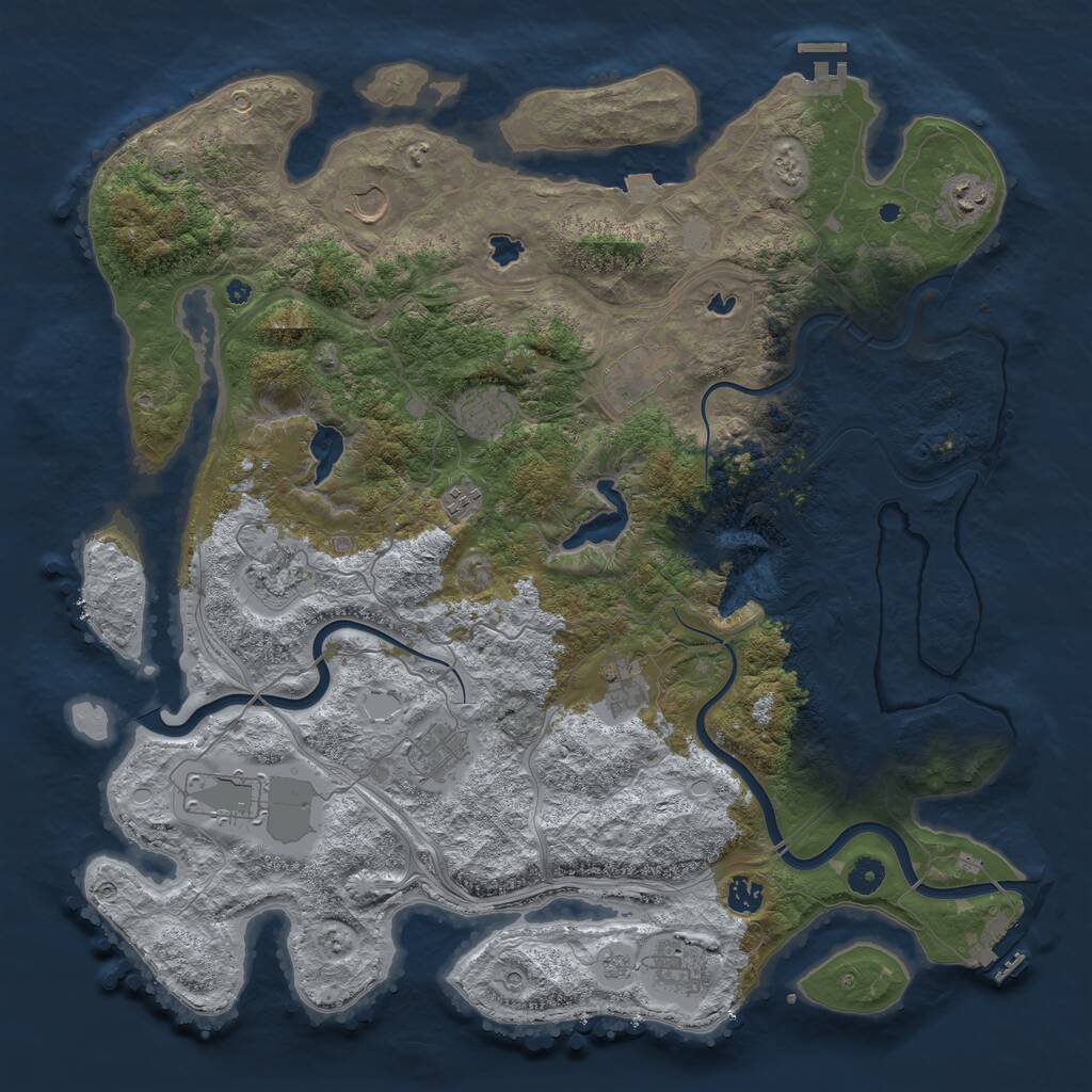 Rust Map: Procedural Map, Size: 4500, Seed: 1074763652, 17 Monuments