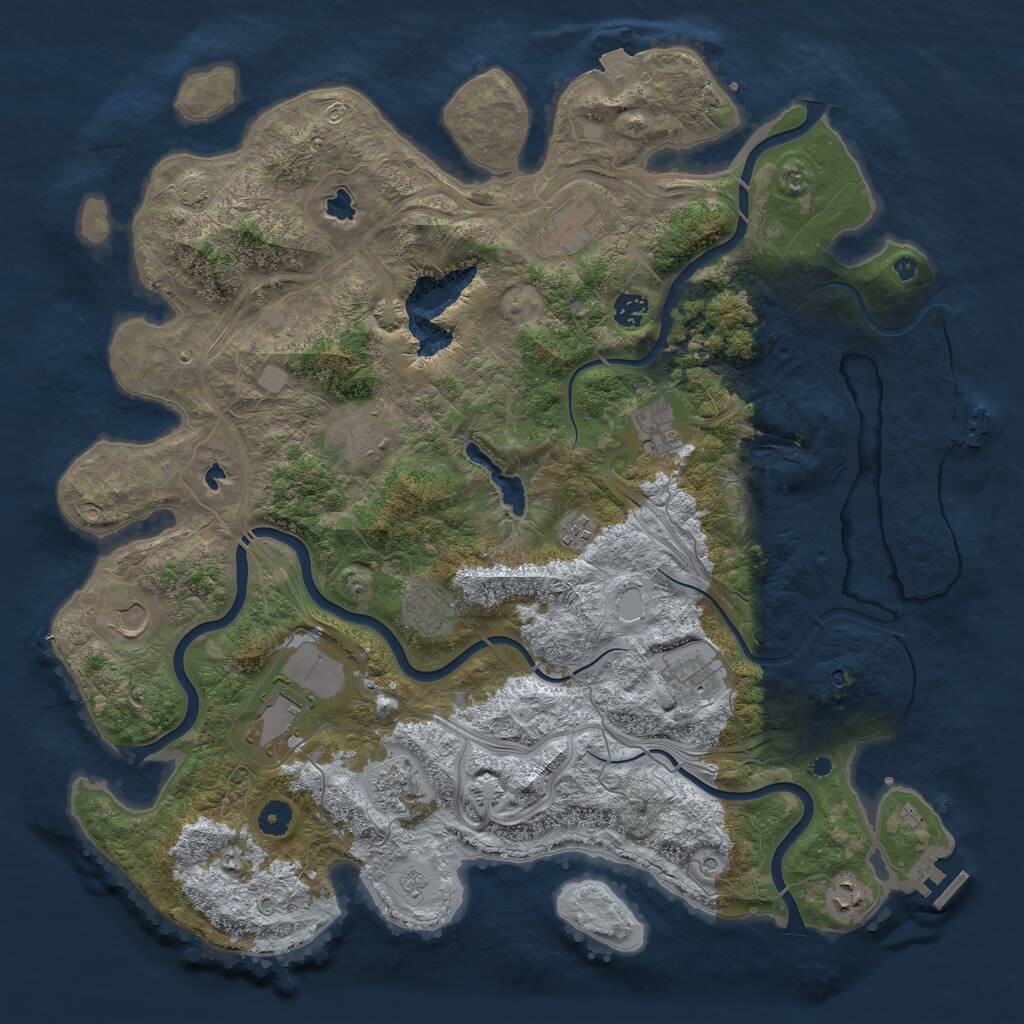 Rust Map: Procedural Map, Size: 4500, Seed: 9658161, 17 Monuments